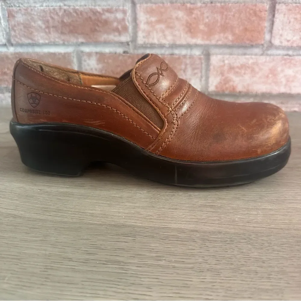 Ariat Expert Safety Leather Clogs Composite Toe Women’s 8 Tan Work - Picture 9 of 9